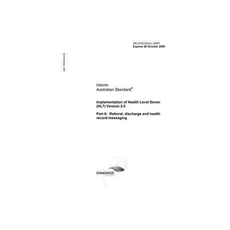 AS 4700.6(INT)-2007 [ Superseded ]