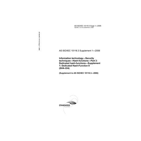 AS ISO IEC 10118.3 SUPP 1-2006