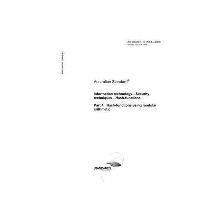 AS ISO IEC 10118.4-2006