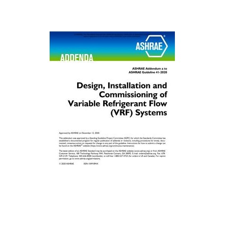 Addenda a to Guideline 41-2020 -- Design, Installation and Commissioning of Variable Refrigerant Flow (VRF) Systems