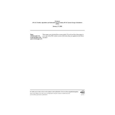 Errata to HVAC2 Toolkit: Algorithms and Subroutines for Secondary HVAC Systems Energy Calculations