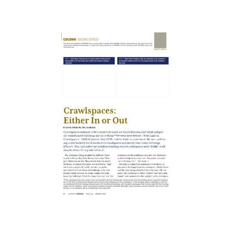 Building Sciences: Crawlspaces: Either In or Out