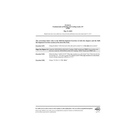 ASHRAE Errata (March 31, 2019)