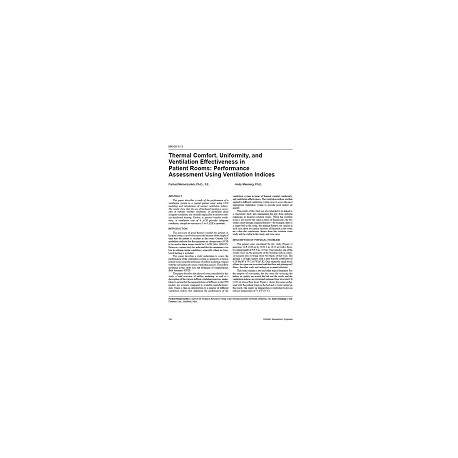 MN-00-11-3 -- Thermal Comfort, Uniformity, and Ventilation Effectiveness in Patient Rooms: Performance Assessment Using Ventilat