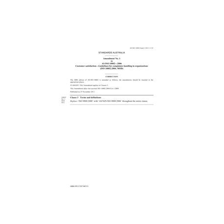 AS ISO 10002-2006 AMDT 1 [ Superseded ]