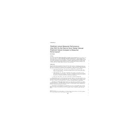 HI-85-33-4 -- Predicted versus Measured Performance: How Well Do the Passive Solar Design Manual Predicted Values Compare to Mea