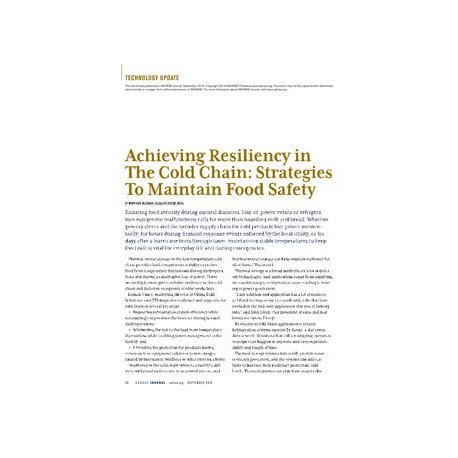 Achieving Resiliency in the Cold Chain: Strategies to Maintain Food Safety