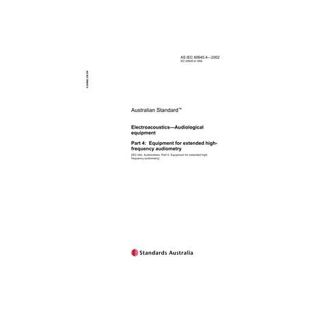 AS IEC 60645.4-2002 [ Obsolescent ]