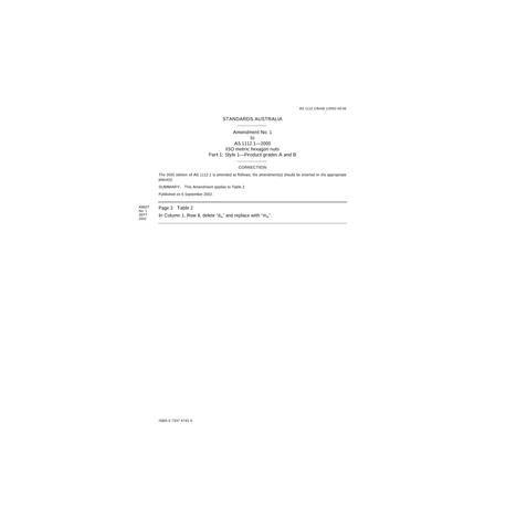 AS 1112.1-2000 AMDT 1 [ Superseded ]