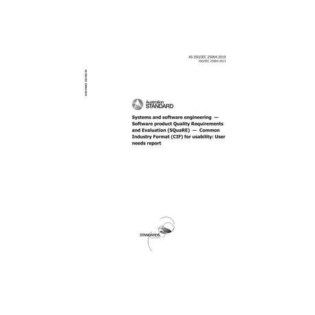 AS ISO/IEC 25064:2019