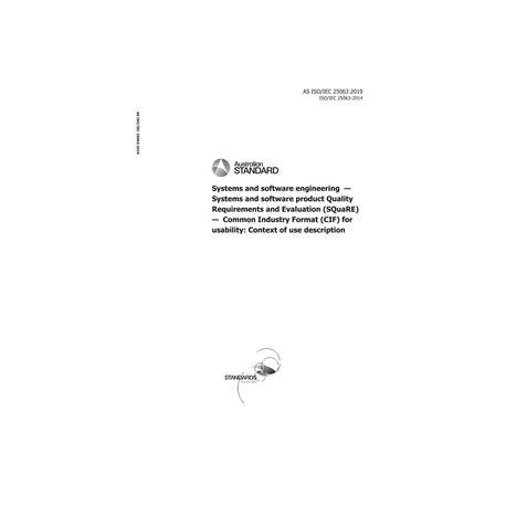 AS ISO/IEC 25063:2019