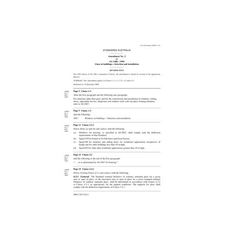 AS 1288-1994 AMDT 2 [ Superseded ]