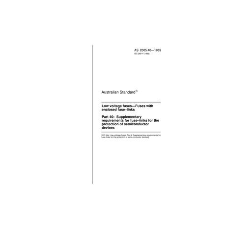 AS 2005.40-1989 [ Superseded ]