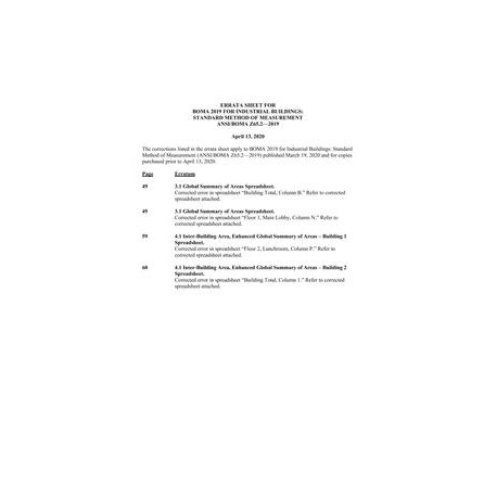 Errata to BOMA Standard for Industrial Buildings: Standard Methods of Measurement (ANSI/BOMA Z65.2-2019)