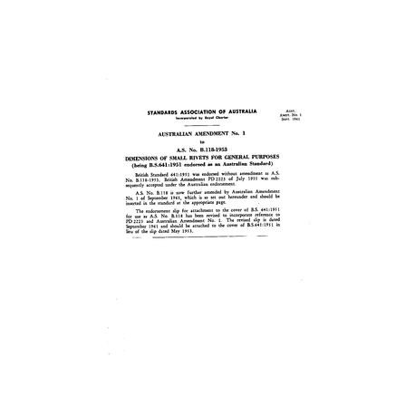 AS B118-1953 AMDT 1 [ Superseded ]